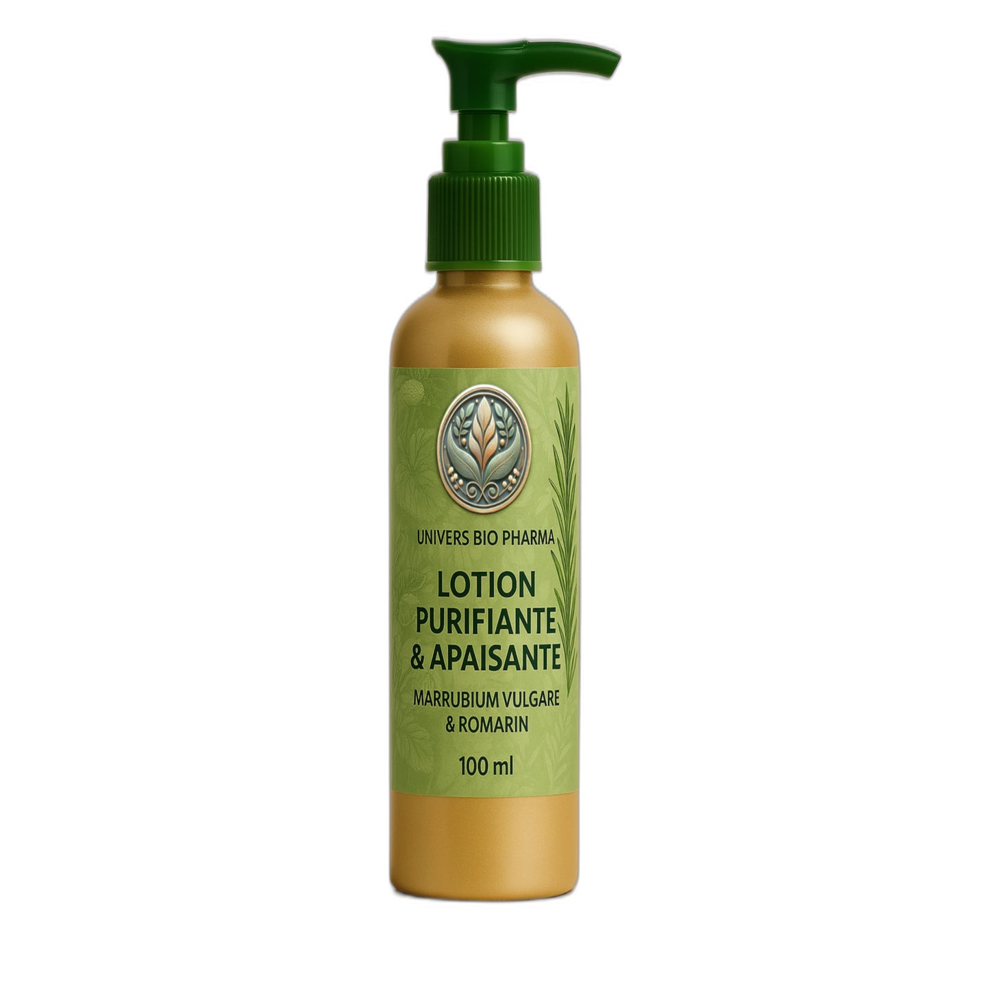 Lotion naturelle purifiante et apaisante à la مريوت (marrube blanc), eau de rose et romarin – flacon pompe 100 ml – Maroc Bio Pharma