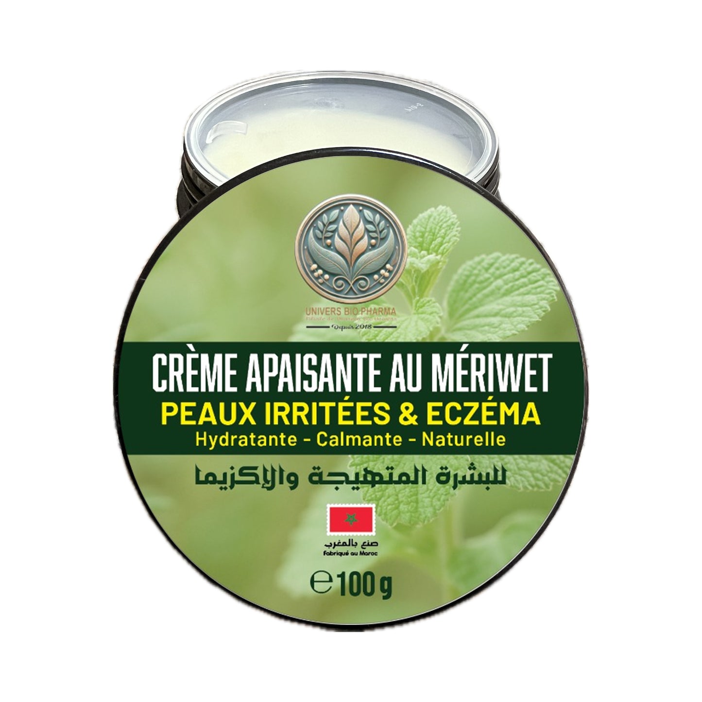 Crème naturelle au Mériwet pour eczéma et peaux irritées – Pot de 100 g fabriqué artisanalement à Salé