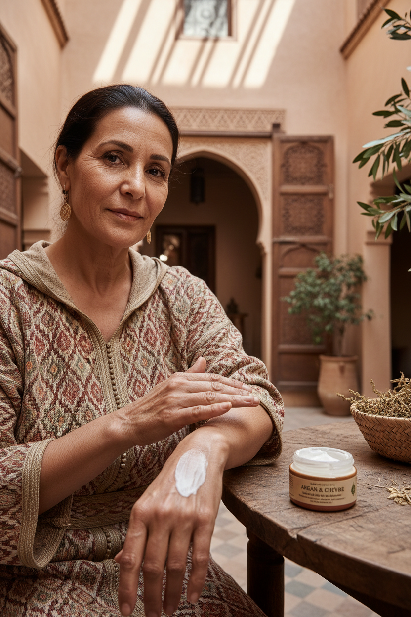 Femme marocaine mature crème lait de chèvre