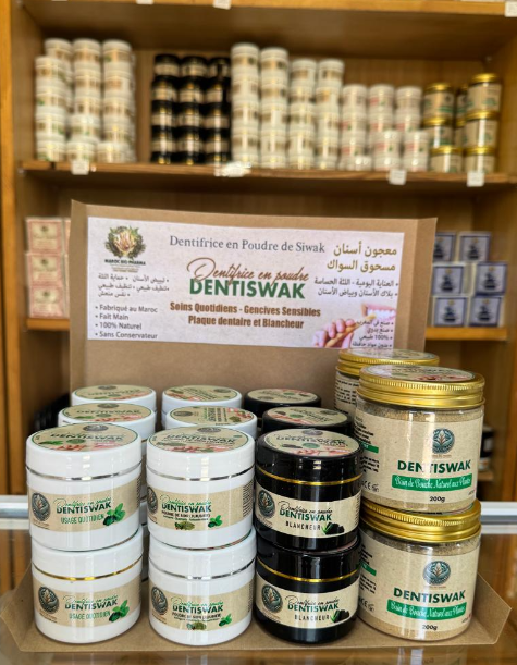 Présentoir Dentiswak Dentifrice en Poudre de Siwak – Maroc Bio Pharma