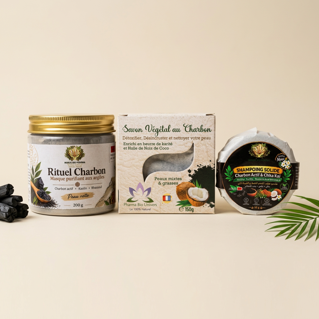 Pack Découverte Charbon Actif – Masque, Savon & Shampoing Solide