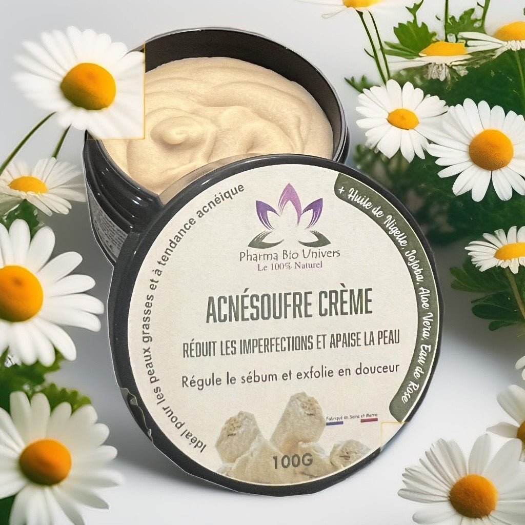 Crème Naturelle بالكبريت لعلاج حب الشباب والعيوب الجلدية - Pharma Bio Univers Paris - Maroc Bio Pharma