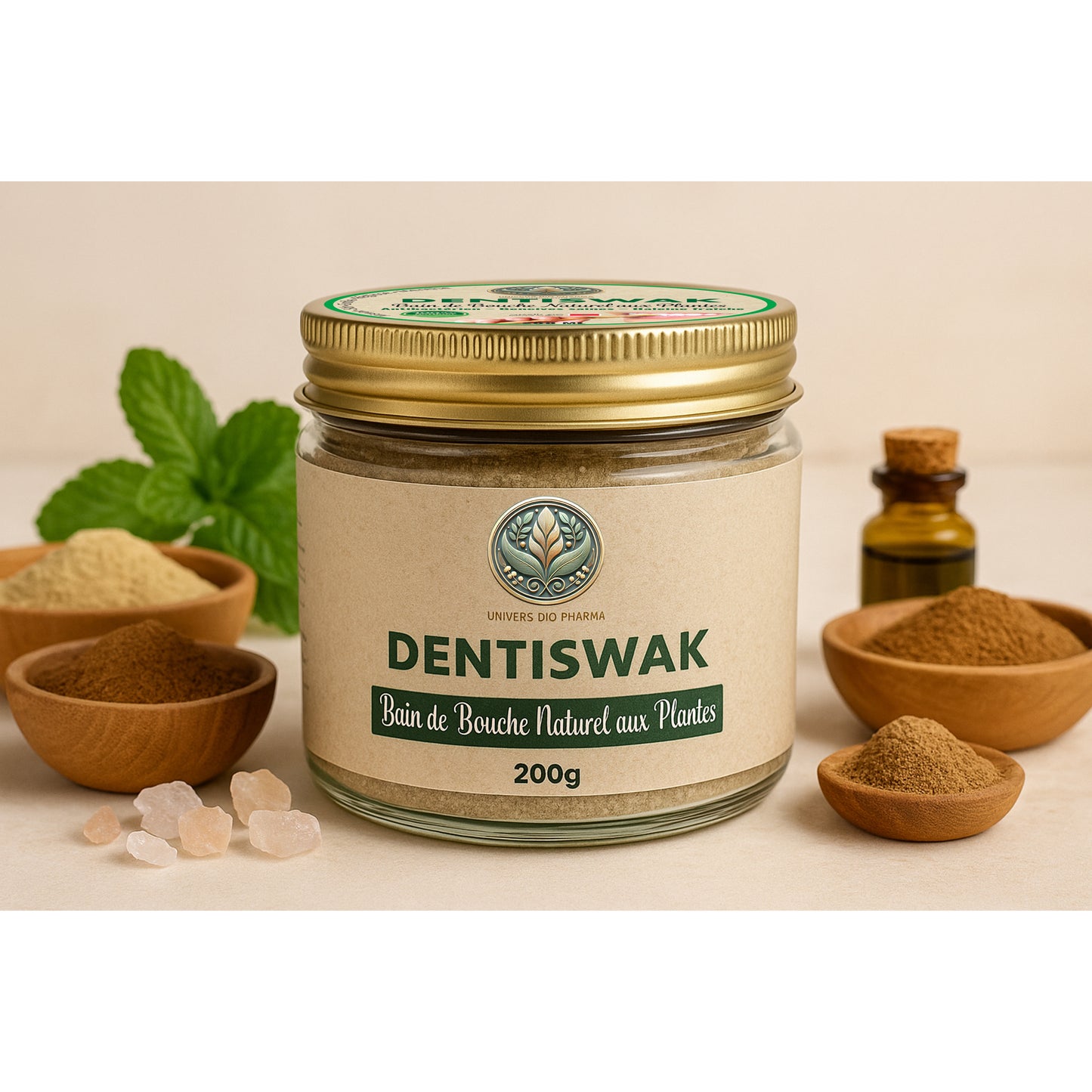 DENTISWAK - Bain de bouche naturel antibactérien 200ml aux extraits de miswak, sidr, girofle, réglisse et menthe pour gencives saines et haleine fraîche - Maroc Bio Pharma