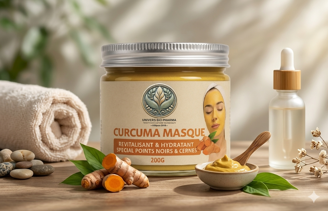 قناع الكركم - مُجدد ومرطب، خاص للرؤوس السوداء والهالات السوداء - 🌿 Masque Visage au Curcuma – Revitalisant & Hydratant