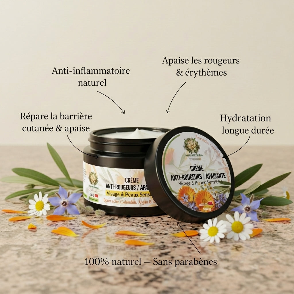 Crème Apaisante Anti-Rosacée — Calendula, Bourrache & Réglisse