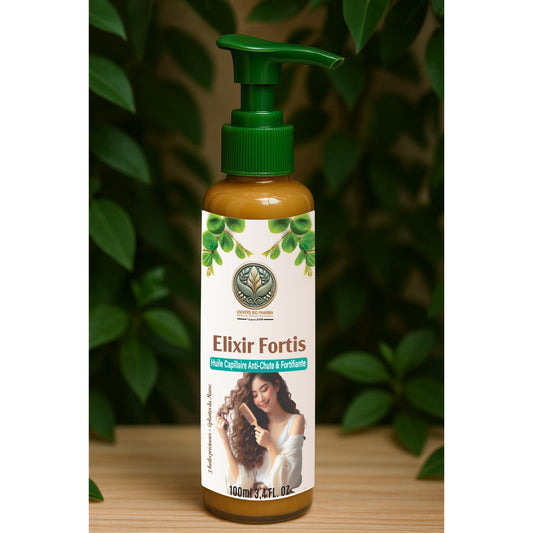 Elixir Fortis huile anti chute cheveux naturelle 100ml avec ingrédients argan ricin nigelle Maroc Bio Pharma