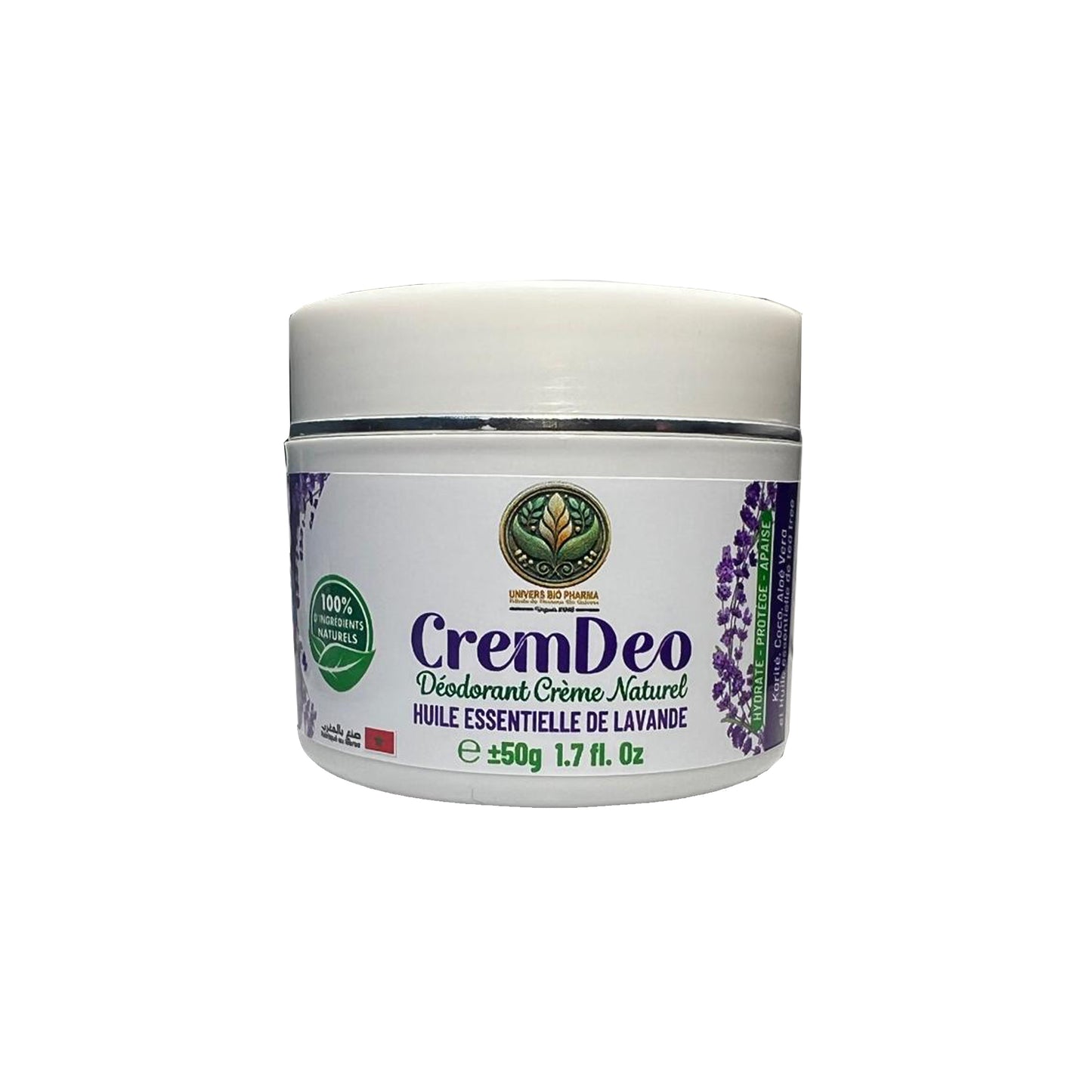 Déodorant crème CremDeo 50g de Pharma Bio Maroc, fraîcheur durable, soin quotidien.