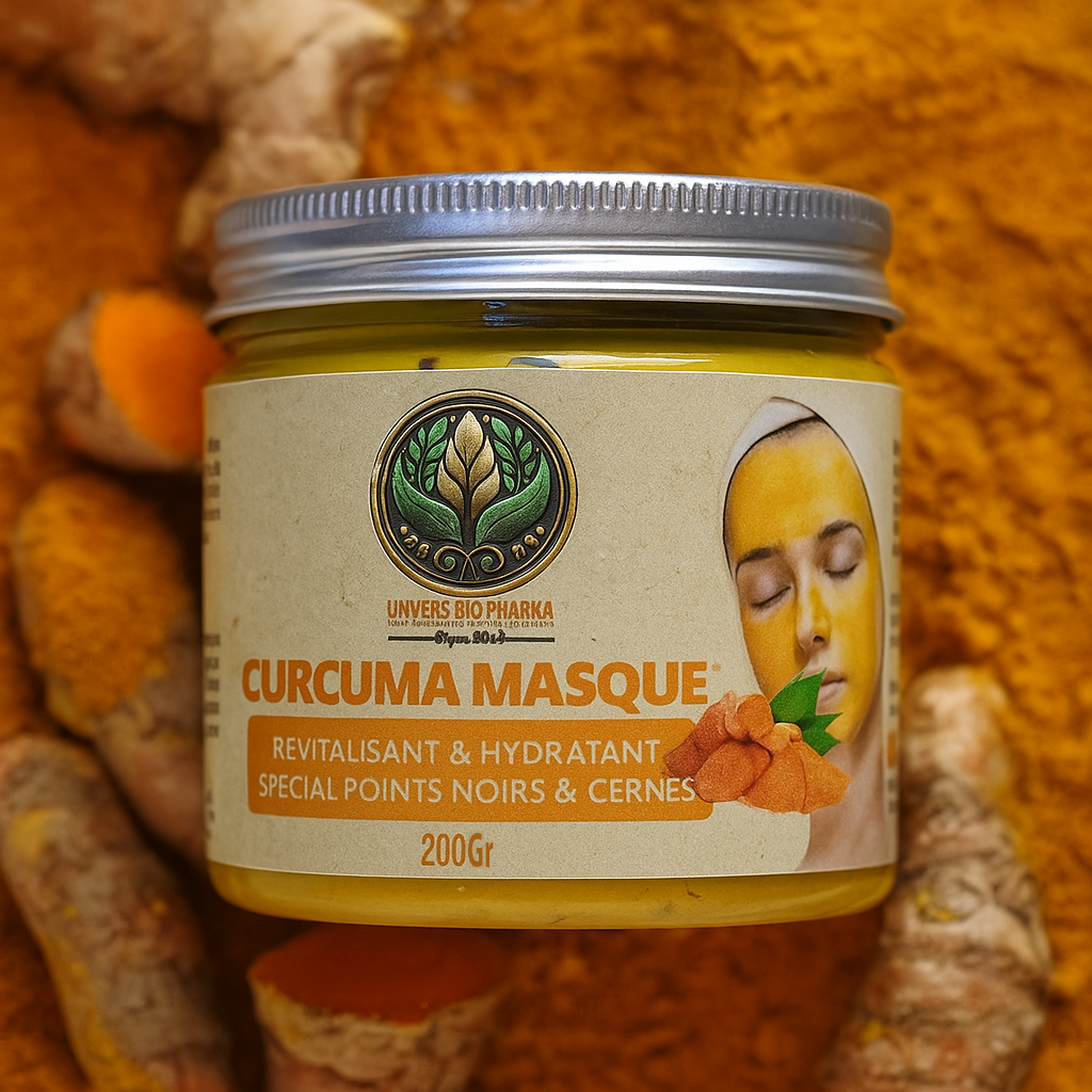 Masque au Curcuma Univers Bio Pharma 200g - Revitalisant et Hydratant pour Points Noirs et Cernes - Cosmétique Bio Maroc