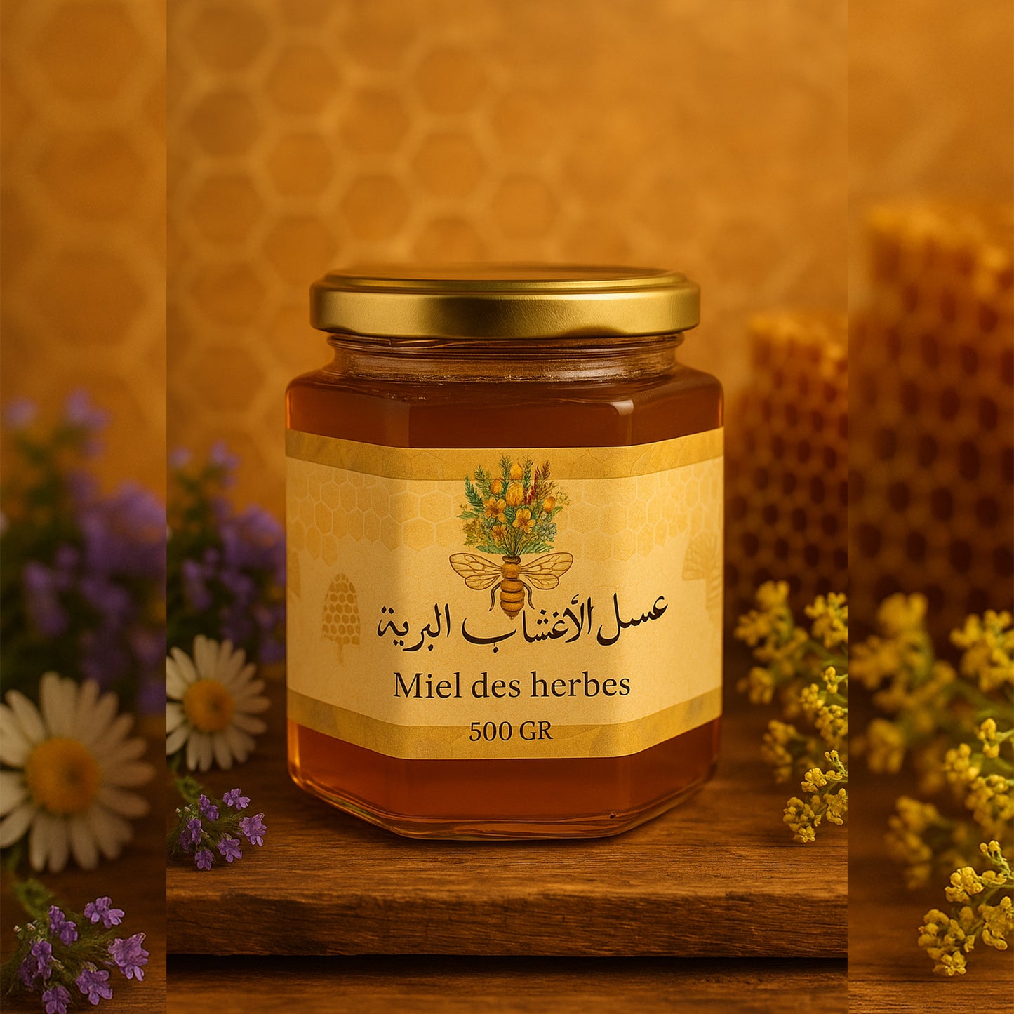 عسل الأعشاب البرية الطبيعي المغربي 500g - Miel des Herbes Sauvages Bio Maroc - Natural Wild Herbs Honey