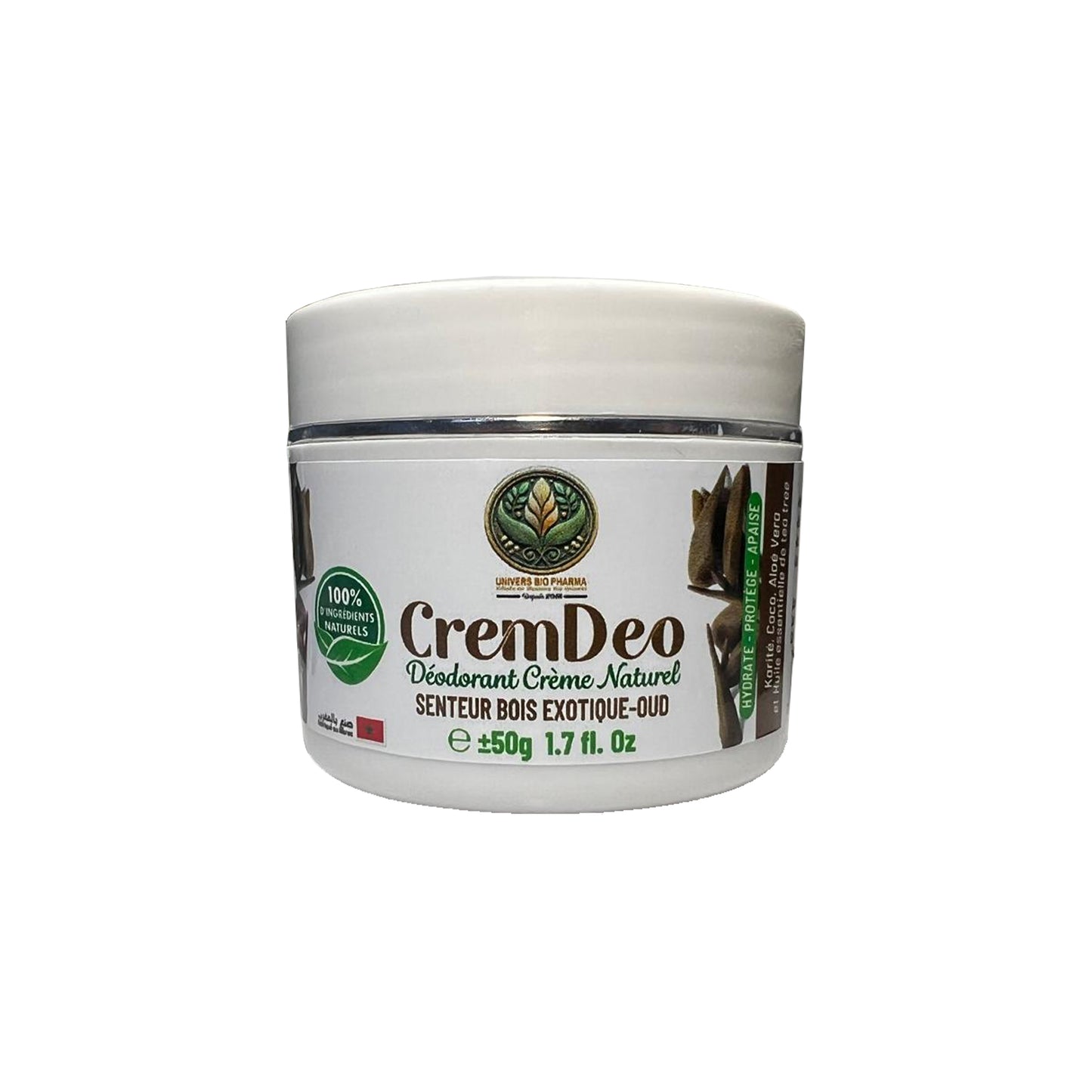 Déodorant crème CremDeo 50g de Pharma Bio Maroc, fraîcheur durable, soin quotidien. musc blanc