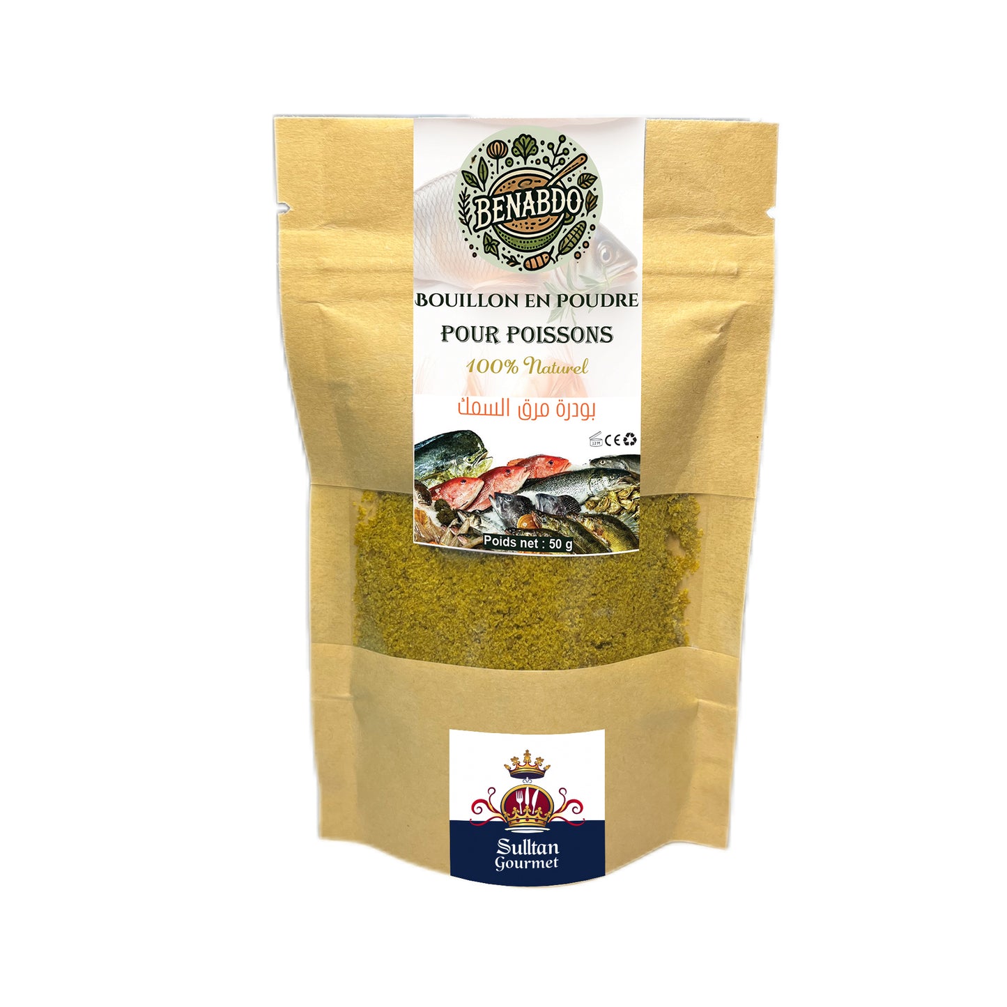 Assaisonnement naturel en poudre pour poissons – Bouillon 100 % naturel sans additifs, idéal pour soupes, tajines et grillades
