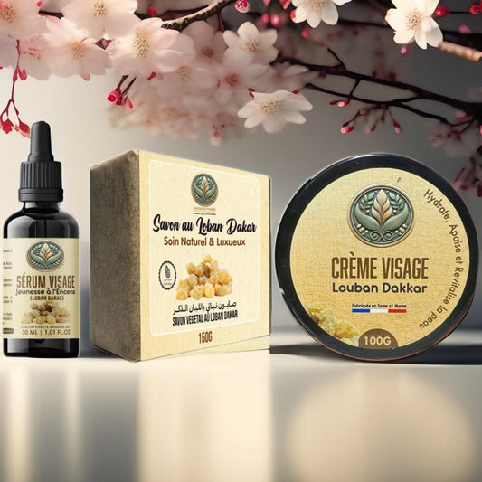Pack Louban Dakkar – Coffret soin naturel avec crème, sérum et savon saponifié à froid. Hydratant, régénérant et purifiant pour une peau éclatante.