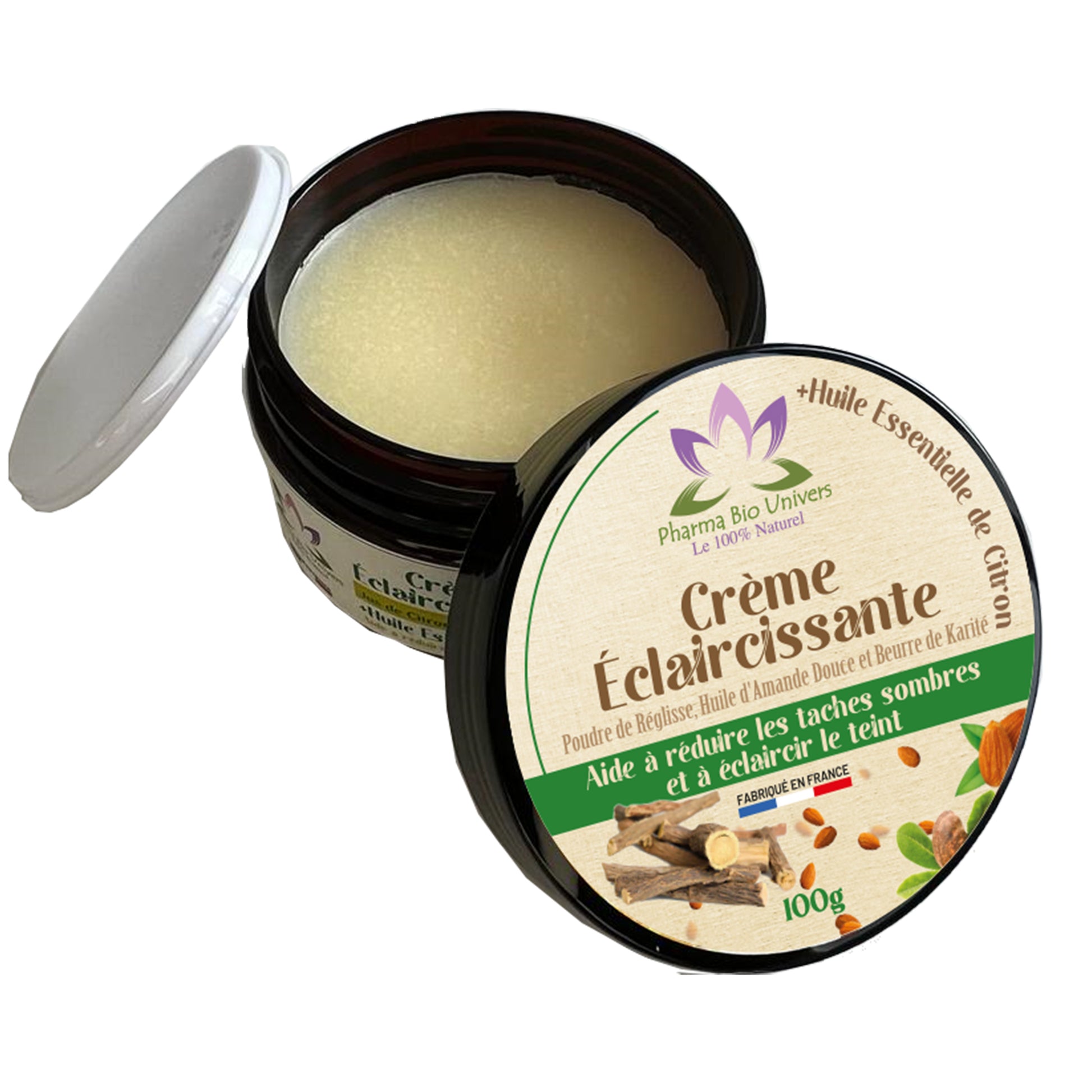 Crème Éclaircissante Naturelle à l'Amande Douce, Karité et Jus de Citron Frais - Fabriquée en France - Pharma Bio Maroc