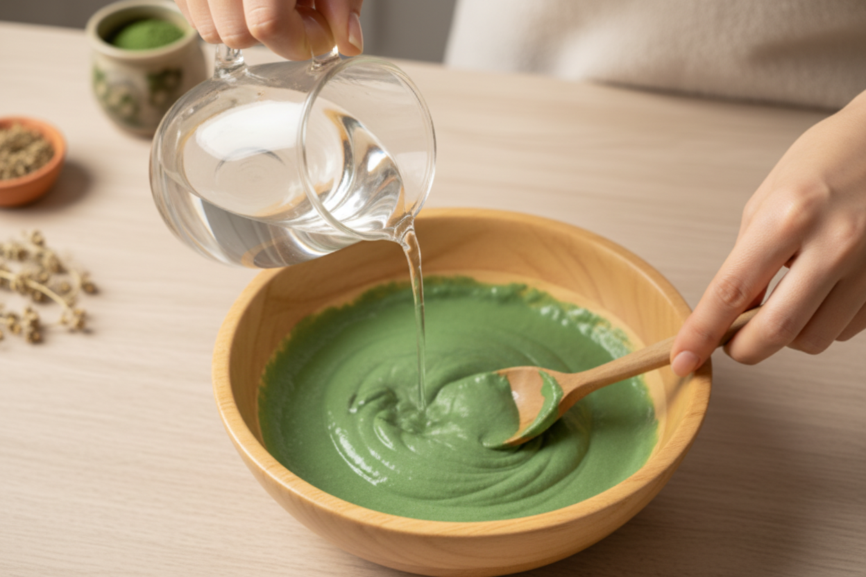 Ajouter l'eau sur la poudre