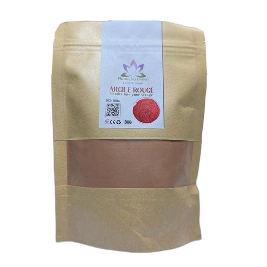 Argile Rouge Illite 200g - Bienfaits pour la Peau et les Cheveux - Maroc Bio Pharma