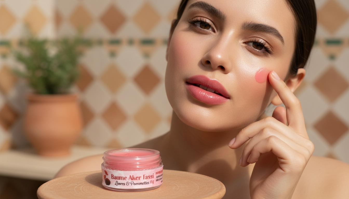 Baume Aker Fassi - Utilisation lèvres et pommettes