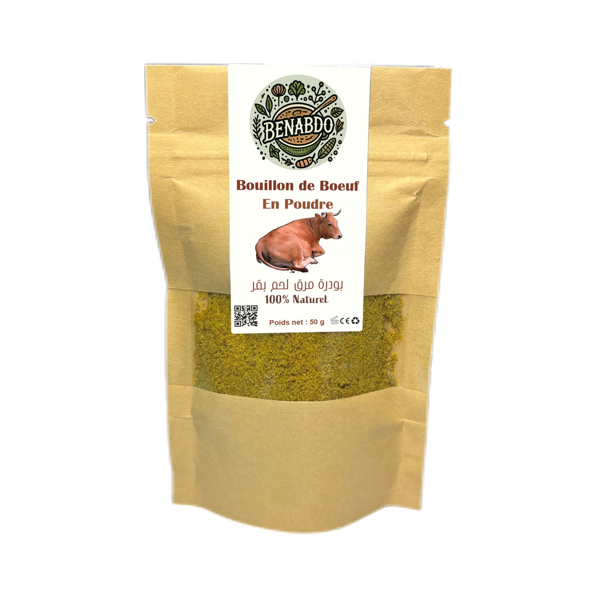 Bouillon de Bœuf en Poudre - 100% Naturel, Fait Main - Maroc Bio Pharma