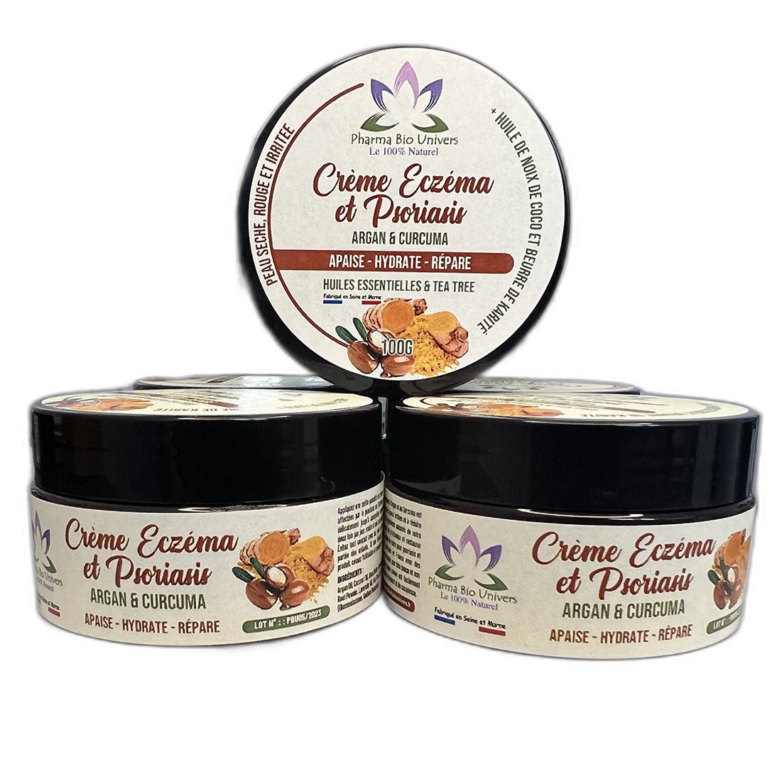 Crème Apaisante Naturelle pour Psoriasis et Eczéma - مُغذية بزيت الأرجان والكركم - Pharma Bio Maroc