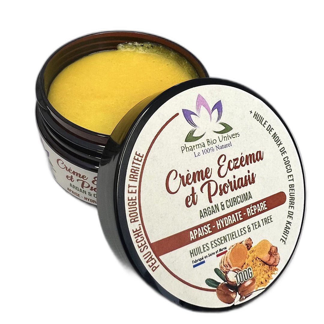 Crème Apaisante Naturelle pour Psoriasis et Eczéma - مُغذية بزيت الأرجان والكركم - Pharma Bio Maroc