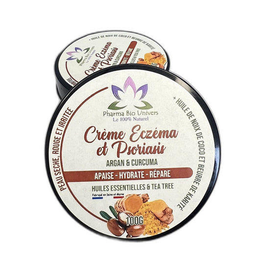Crème Apaisante Naturelle pour Psoriasis et Eczéma - مُغذية بزيت الأرجان والكركم - Pharma Bio Maroc