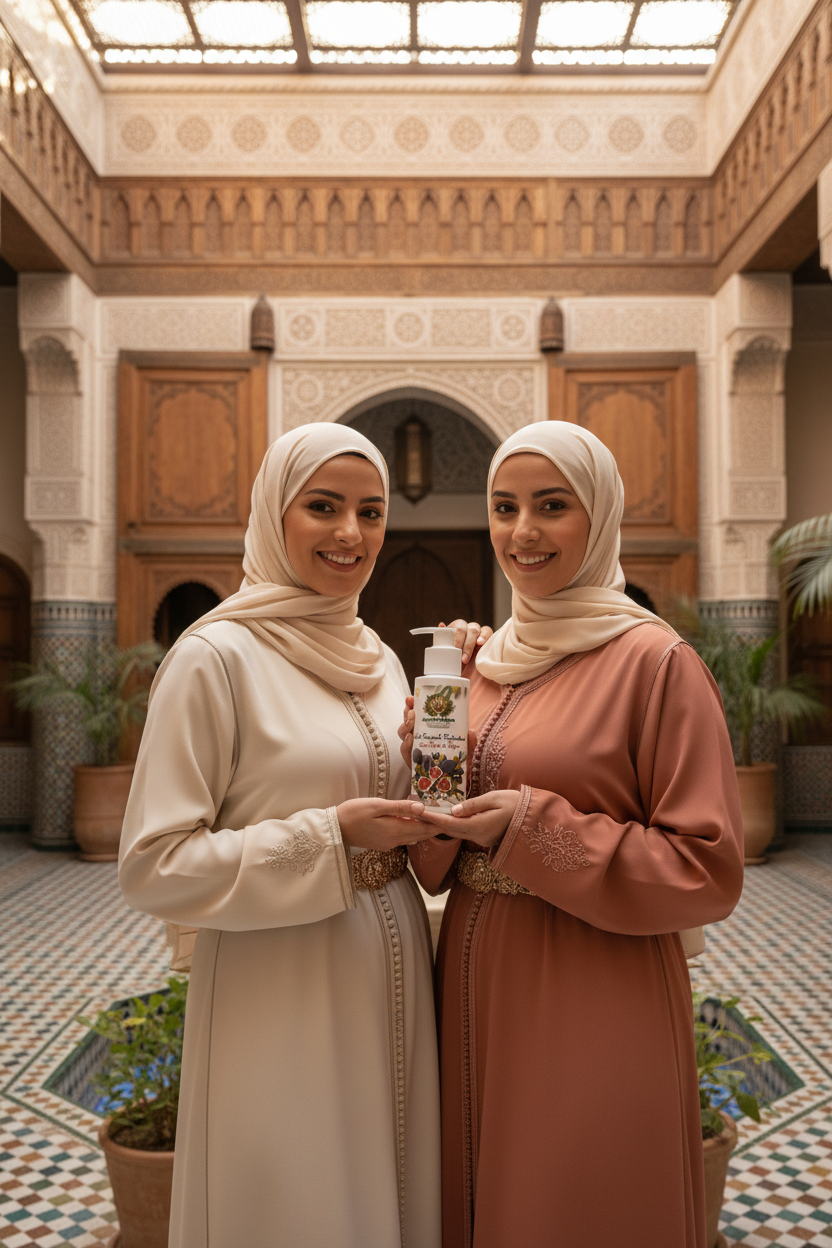 Deux femmes marocaines avec le flacon