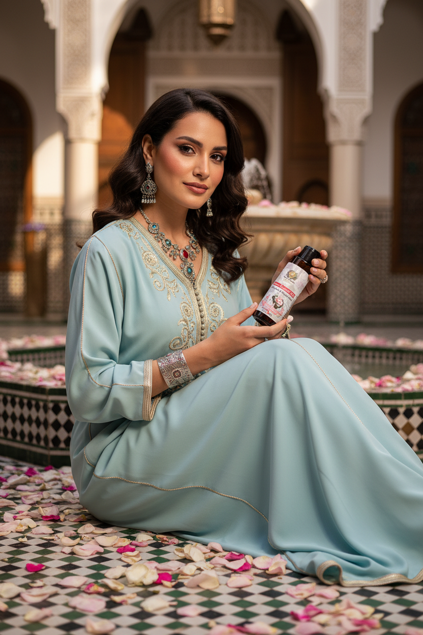 Femme marocaine avec flacon - Riad