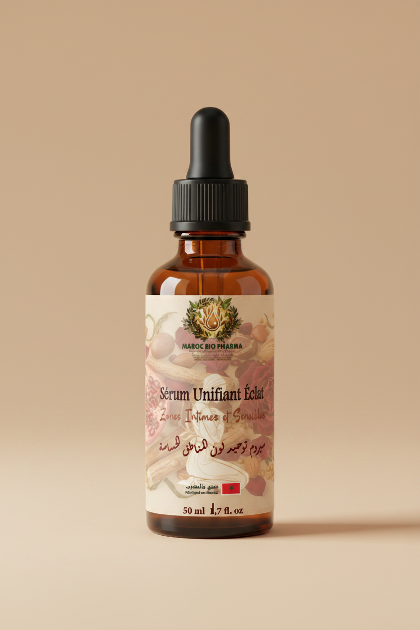 Flacon avec étiquette Maroc Bio Pharma
