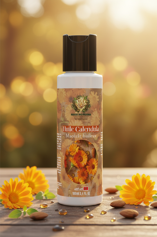Flacon Huile Calendula – décor naturel