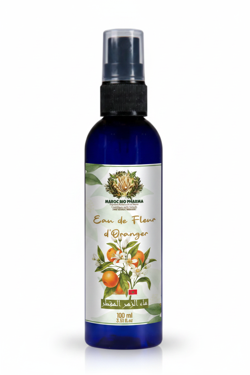 Flacon spray avec étiquette Maroc Bio Pharma