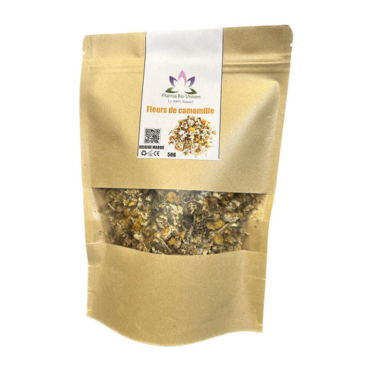 Fleurs de camomille sauvage 100% Naturel, pour infusion, tisane 50 gr - Maroc Bio Pharma