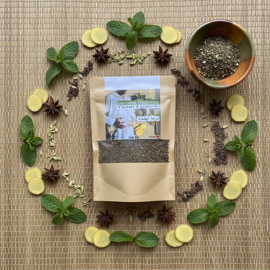 Infusion Digestive — Flat lay