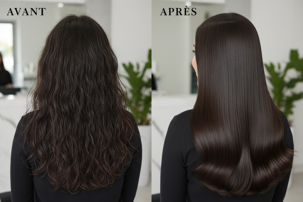 Photo avant/après masque capillaire