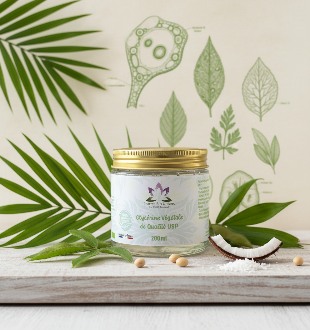 Photo glycérine végétale avec fond naturel