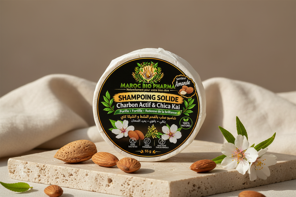 Photo lifestyle du shampoing solide senteur Amande