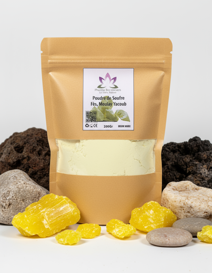 Photo poudre de soufre avec fond naturel