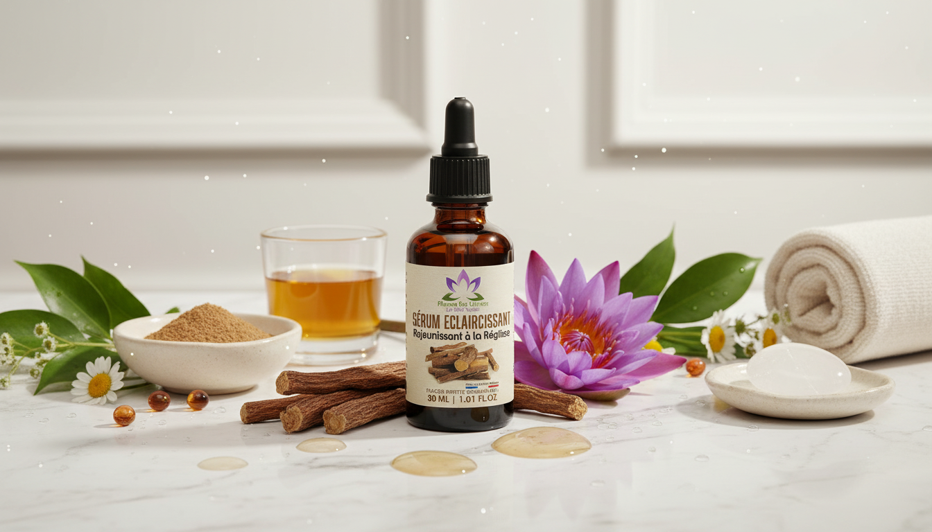 Sérum Éclaircissant Rajeunissant à la Réglisse في سياق طبيعي
