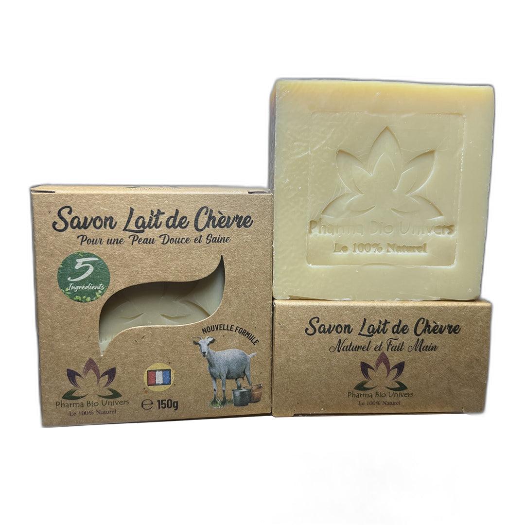Savon artisanal au lait de chèvre de Pharma Bio Maroc, 150g, pour peaux mixtes à grasses.