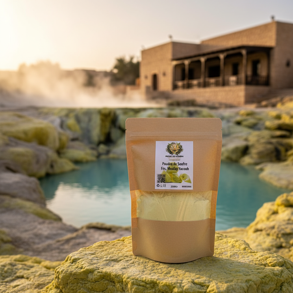 Sachet de Poudre de Soufre non déformé dans le cadre de Moulay Yacoub