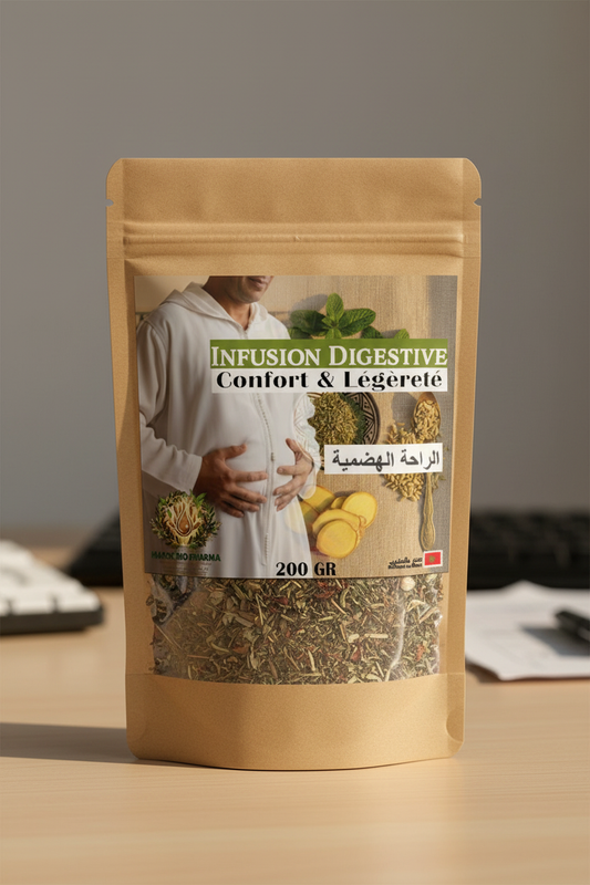 Sachet kraft avec étiquette Infusion Digestive