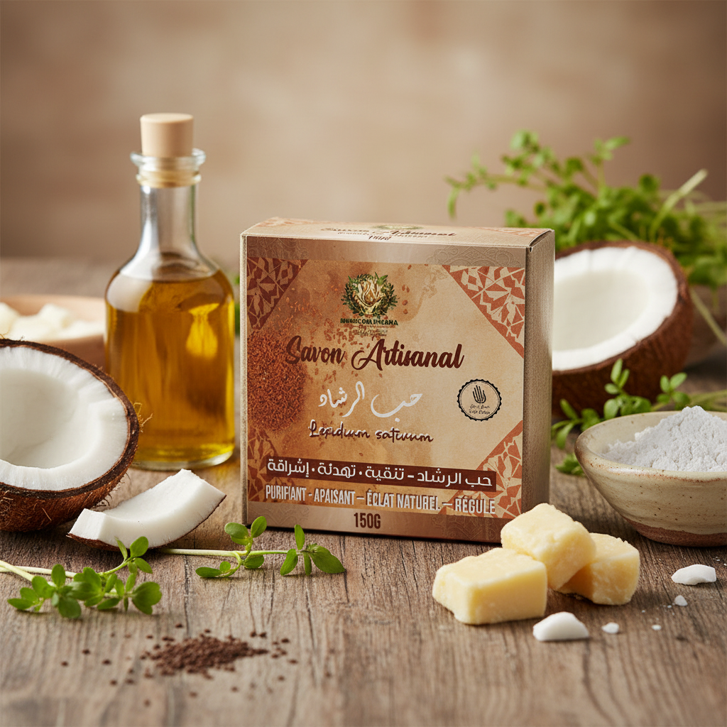 Savon au cresson avec étiquette - ambiance spa