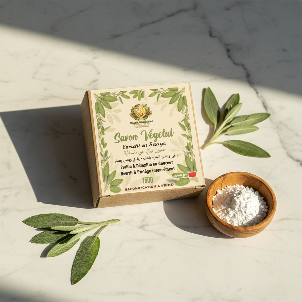Savon Sauge – Flat lay marbre