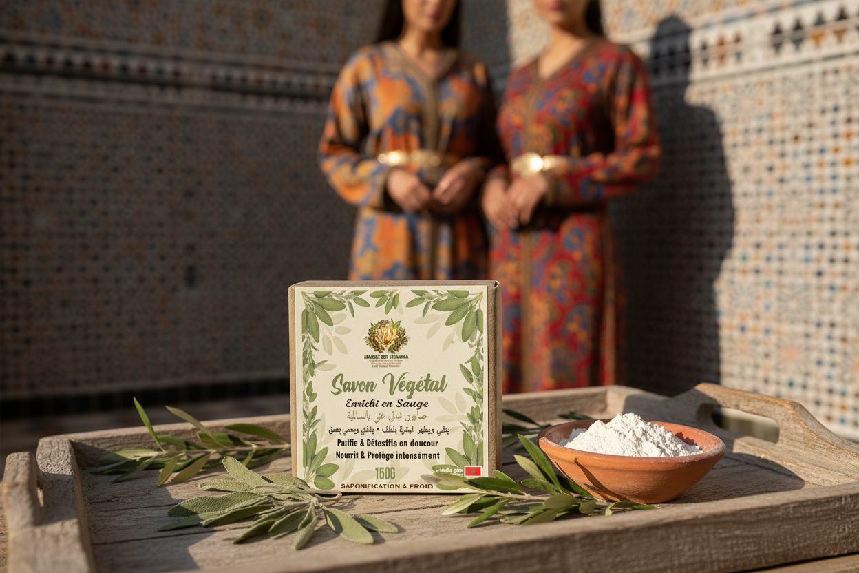 Savon Sauge – Mise en scène artisanale marocaine
