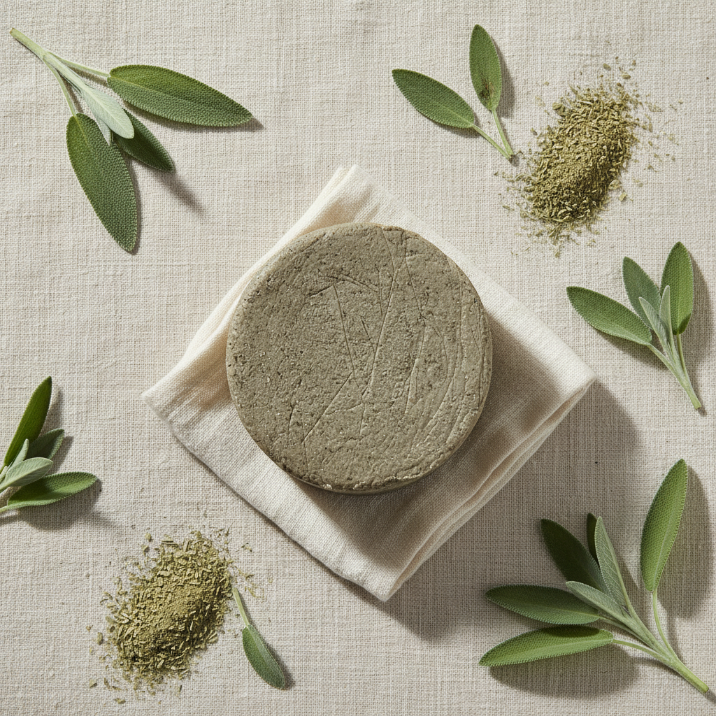 Shampoing Sauge - Flat lay naturel