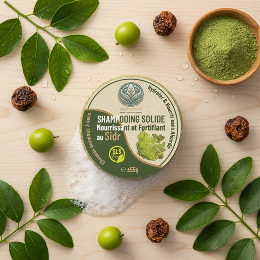 Shampooing Solide au Sidr avec étiquette, sans boîte