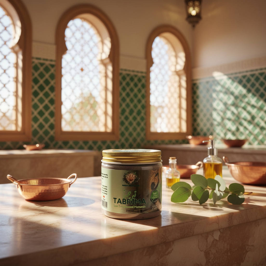 TABRIMA dans hammam marocain lumineux